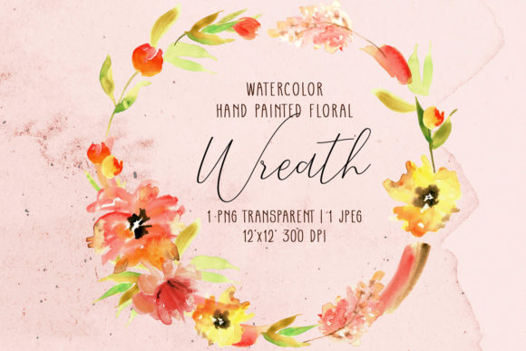 Download Watercolor Wreath with Orange Flowers - Orange Collection