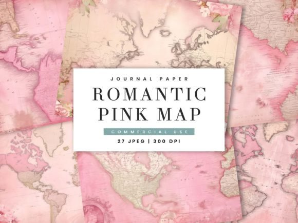 Download Romantic Pink Maps Junk Journal Paper - Maps Collection