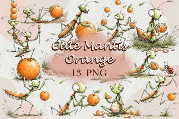 Download Cute Mantis with Orange PNG - Orange Collection